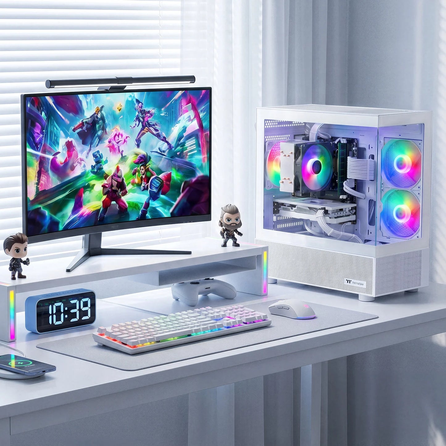 Gaming PC Desktop Computer, Intel Core I7 up to 4.0Ghz, GTX 1660 Super 6GB, 16GB RAM, 512GB M.2 SSD, BX3 550W 80PLUS Bronze PSU, Wifi 5, RGB Fan X5, Windows 11 Home, White PC
