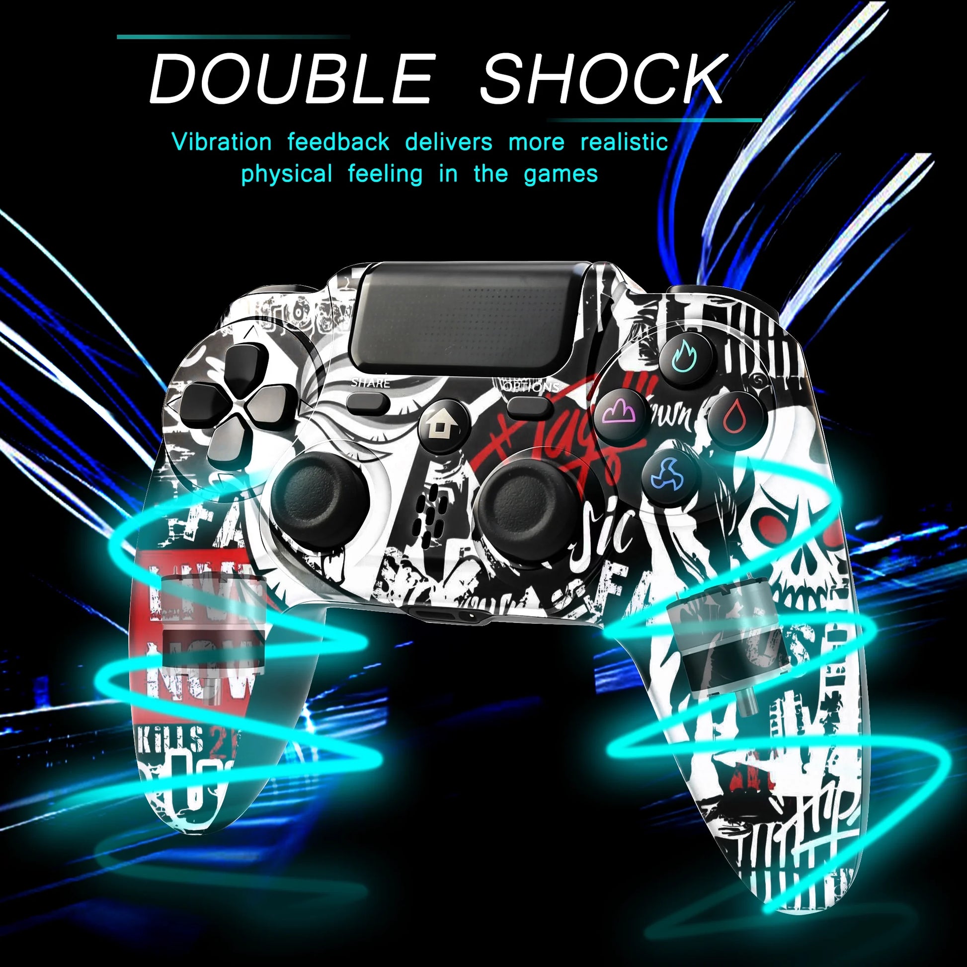 Wireless Controller Compatible with P4/P4 Slim/P4 Pro/Windows PC, Skull