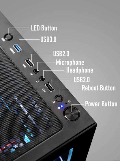 Gamer Master Gaming Desktop PC, AMD Ryzen 7 5800X, NVIDIA Geforce RTX 2080, 16GB DDR4 RAM, 1TB SSD, 650W Power Supply, Wifi 6/Bluetooth 5.4,9*ARGB Fan, Windows 11