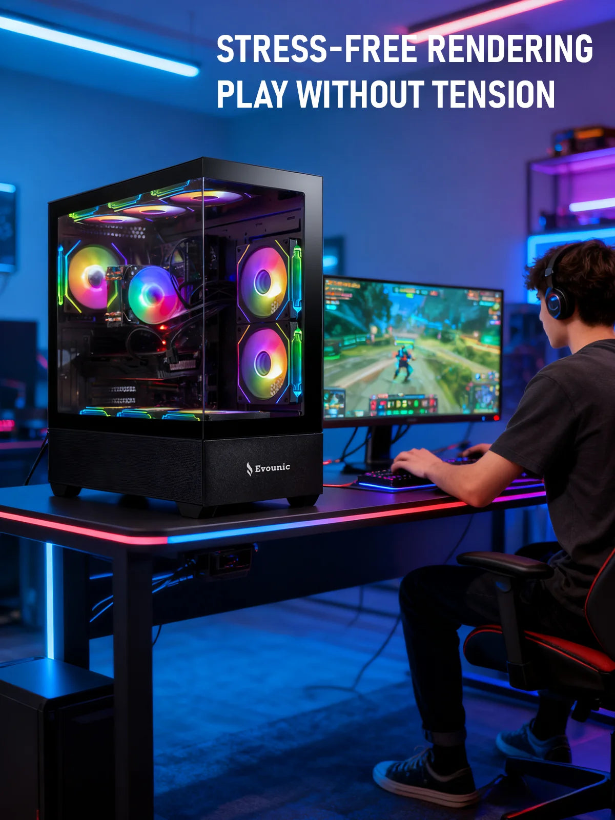 Gamer Master Gaming Desktop PC, AMD Ryzen 7 5800X, NVIDIA Geforce RTX 2080, 16GB DDR4 RAM, 1TB SSD, 650W Power Supply, Wifi 6/Bluetooth 5.4,9*ARGB Fan, Windows 11