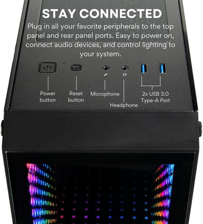 Continuum Mini Gaming Desktop - NVIDIA Geforce RTX 5060 Ti 16GB, AMD 8-Core Ryzen 7 5700X Processor, 32GB RAM, 2TB Nvme SSD, Wifi, Windows 11 Pro - Tiny Liquid Cooled RGB Gamer Computer
