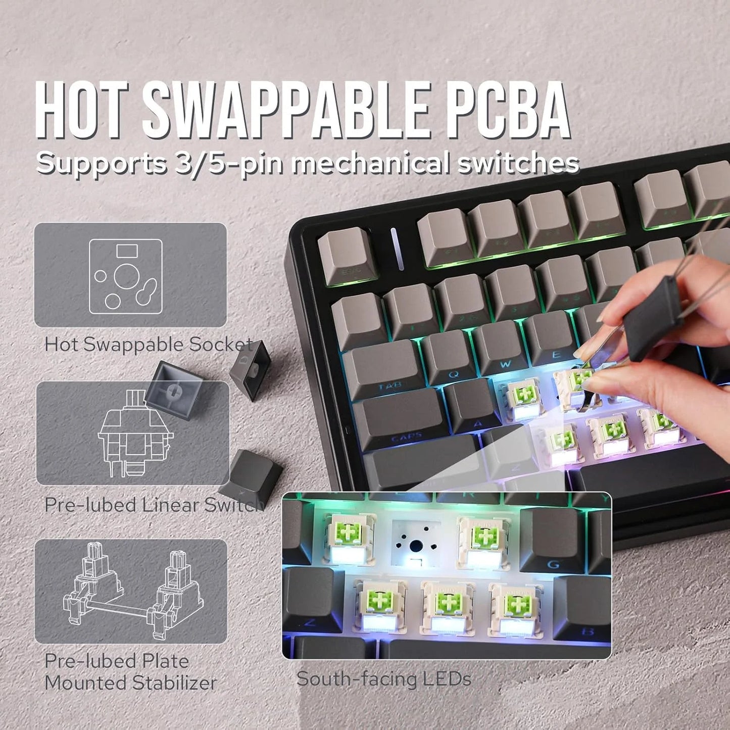 F75 Wireless Mechanical Keyboard(Black)