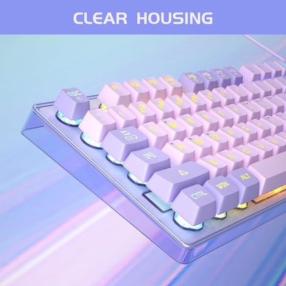 Gaming Keyboard and Mouse Combo, K1 RGB LED Backlit Wired Keyboard with 104 Key Computer PC Gaming Keyboard for Pc/Laptop (Purple)