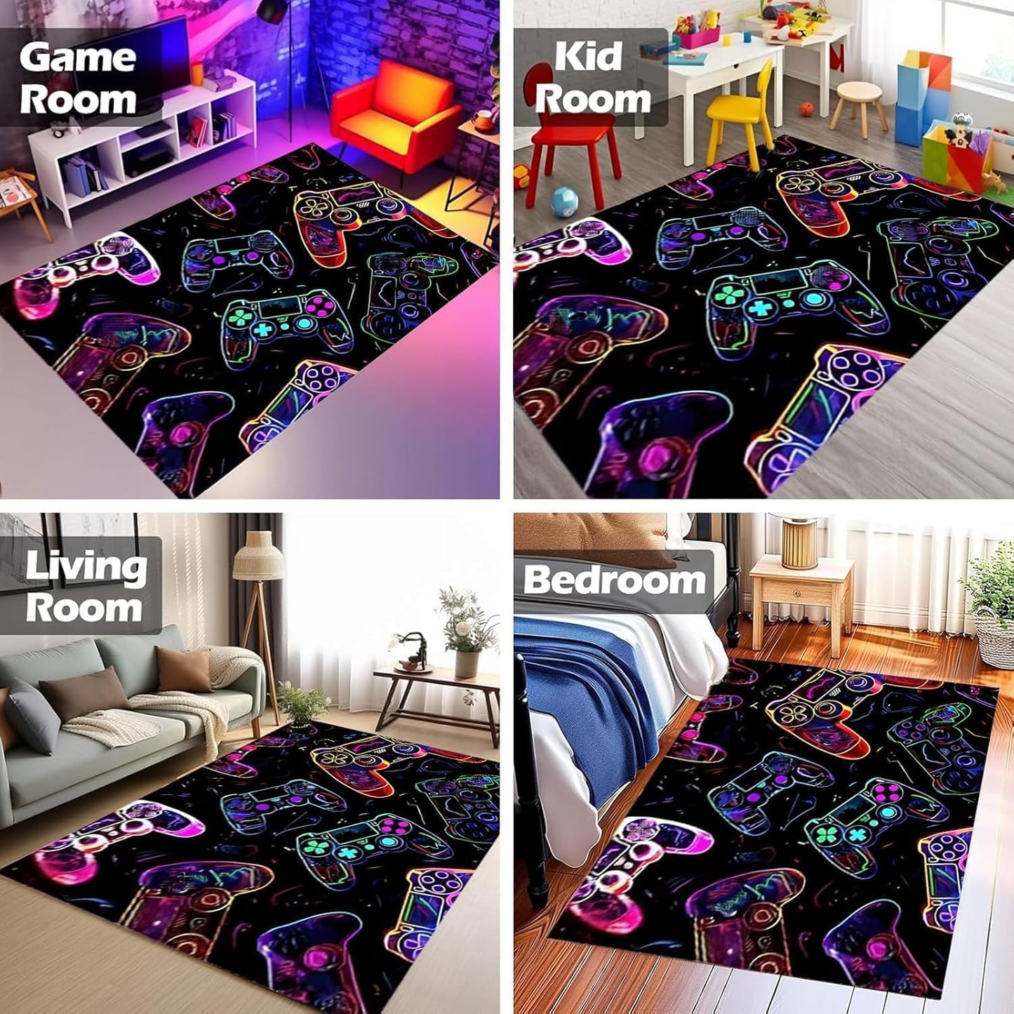 Gaming Area Rugs for Boys,Gaming Rug Boy Room Decor,Gaming Rugs for Gaming Room,Teen Game Player Video Gaming Rugs for Bedroom Living Room Playroom,Teen Game Player(47" X 31")