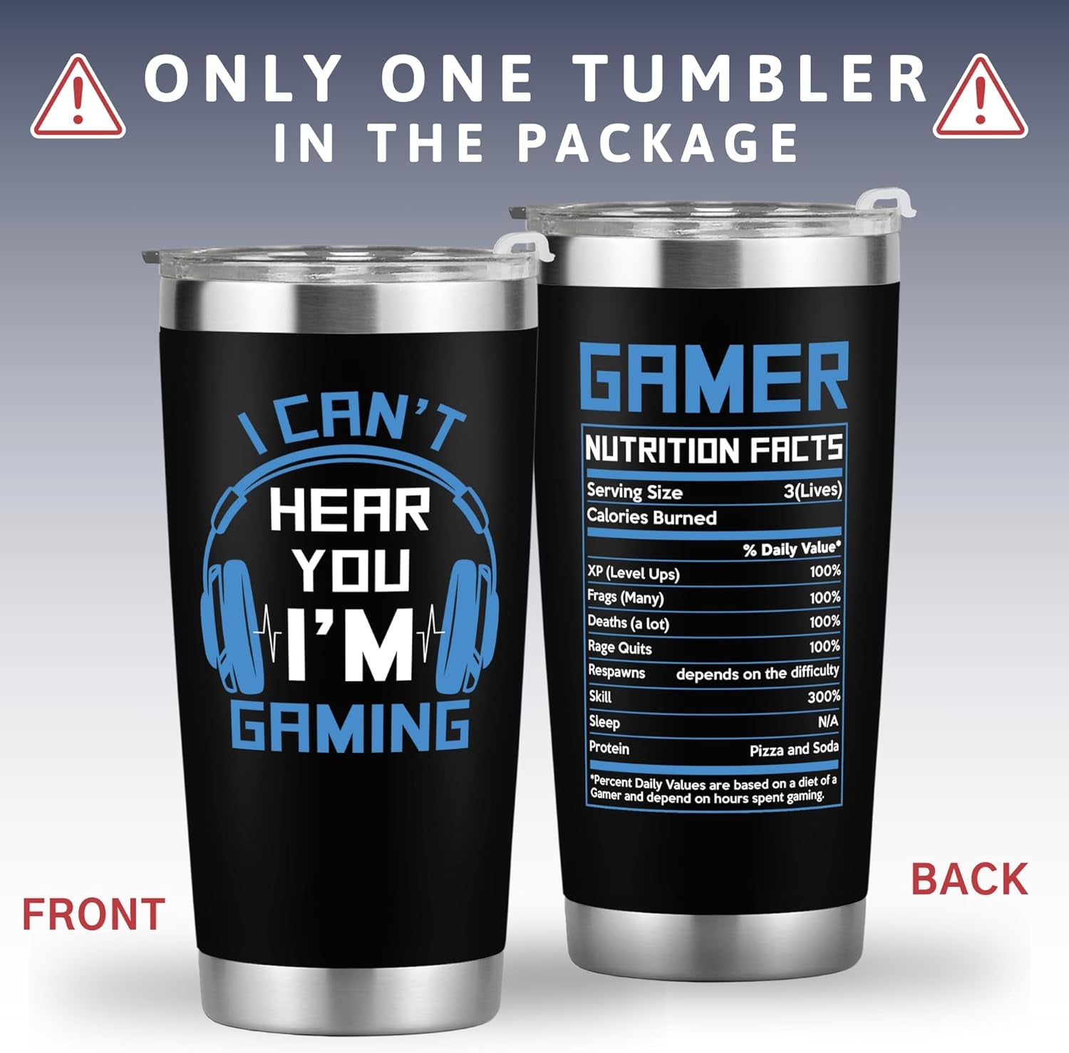 Gaming Gifts for Men, Boys, Women, Boyfriend - Fathers Day Game Gift - I Can'T Hear You I'M Gaming Gift - 20 Oz Stainless Steel Tumbler