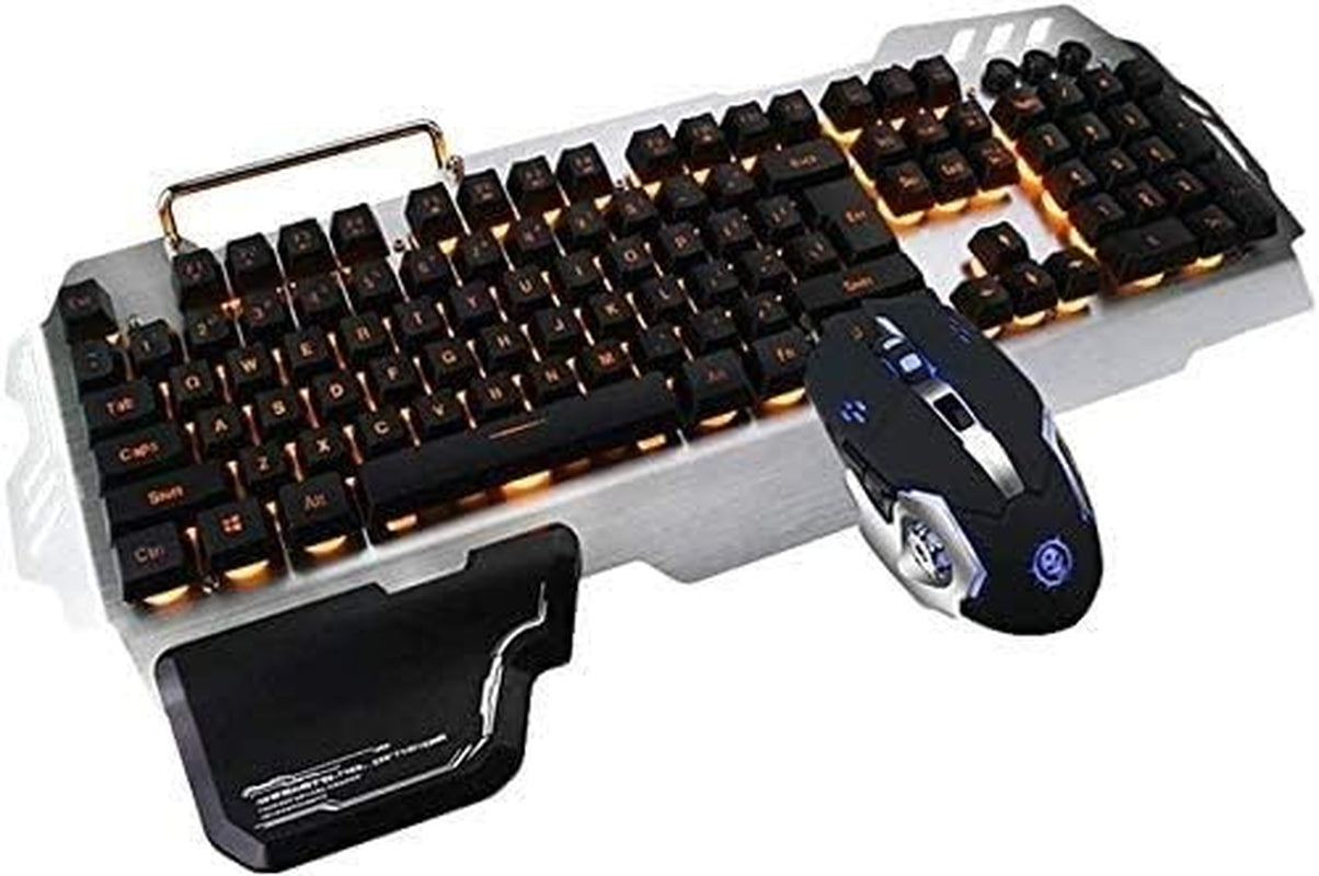 Wired Gaming Keyboard Mouse Combo LED Rainbow Backlit Gaming Keyboard RGB Gaming Mouse Ergonomic Wrist Rest 104 Keys Keyboard Mouse for Windows & Mac PC Gamers