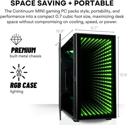 Continuum Mini Gaming Desktop - NVIDIA Geforce RTX 5060 Ti 16GB, AMD 8-Core Ryzen 7 5700X Processor, 32GB RAM, 2TB Nvme SSD, Wifi, Windows 11 Pro - Tiny Liquid Cooled RGB Gamer Computer