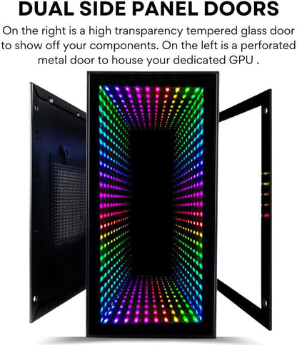 Continuum Mini Gaming Desktop - NVIDIA Geforce RTX 5060 Ti 16GB, AMD 8-Core Ryzen 7 5700X Processor, 32GB RAM, 2TB Nvme SSD, Wifi, Windows 11 Pro - Tiny Liquid Cooled RGB Gamer Computer