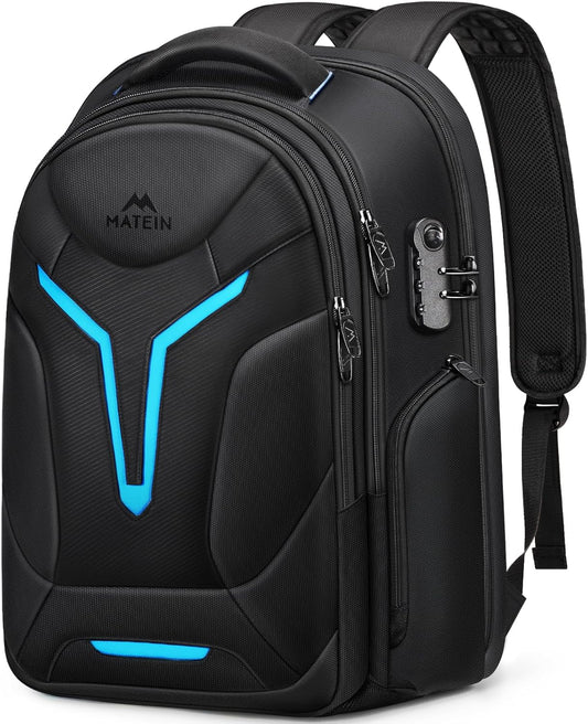 18 Inch Gaming Backpack with Thick Padded Laptop Compartment, anti Theft Extra Large Laptop Backpack with Rain Cover, Waterproof Travel Bag with Tech Organizer for Gaming Accessories