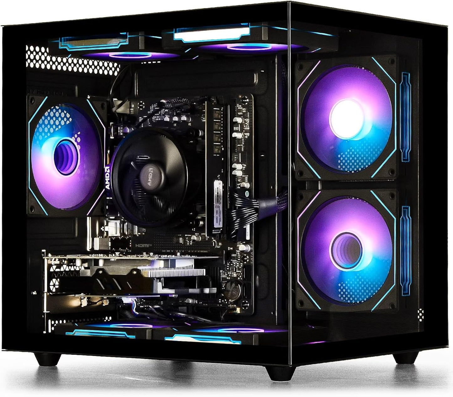 Prebuilt Gaming PC, Black, Ryzen5 6Cores 3.6G-4.1G, DDR4 3200Mhz 16G RAM, Nvme 512G SSD, Radeon RX560 4G, WIFI6 Desktop Computers Business Home