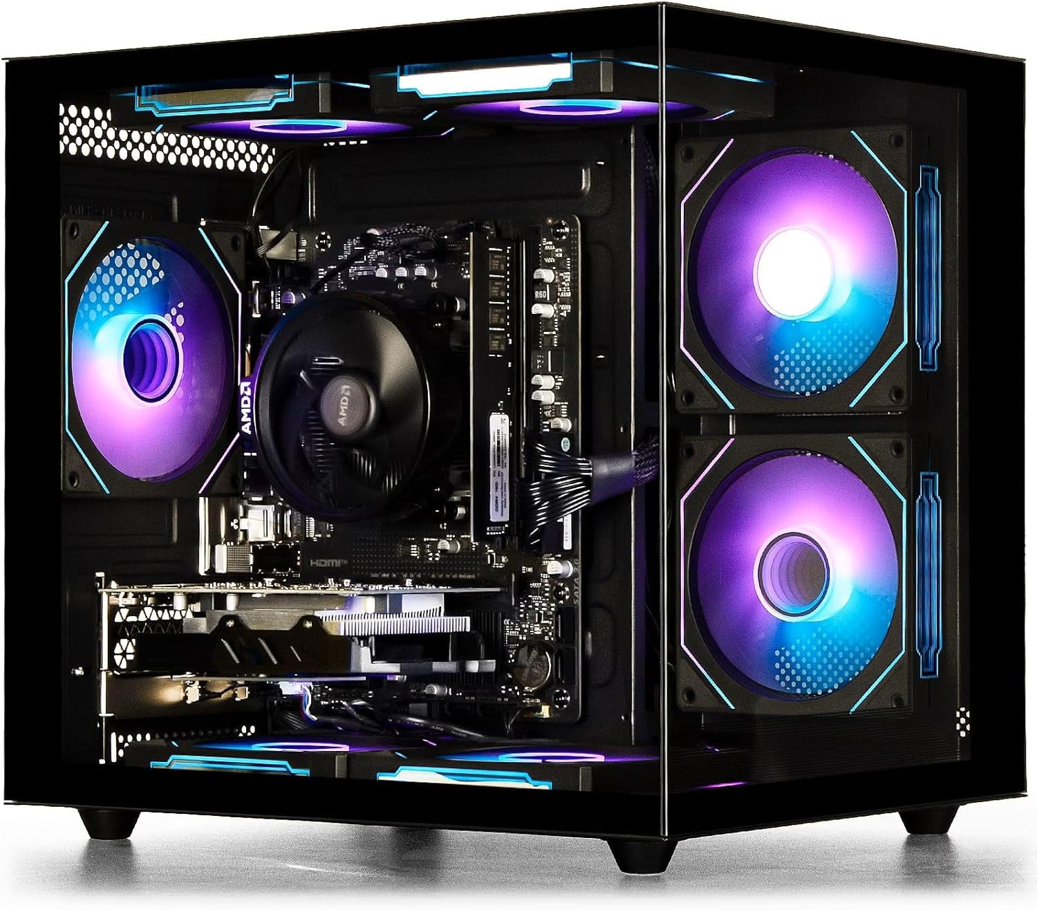 Prebuilt Gaming PC, Black, Ryzen5 6Cores 3.6G-4.1G, DDR4 3200Mhz 16G RAM, Nvme 512G SSD, Radeon RX560 4G, WIFI6 Desktop Computers Business Home