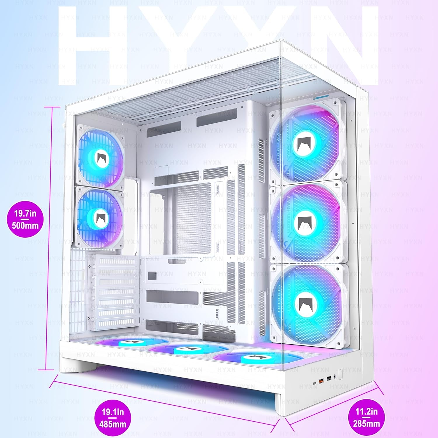 H2 (2026)  ATX PC Case, Pre-Installed 8 PWM ARGB Fans (6X140Mm,2X120Mm), Large Dual-Chamber ATX Mid-Tower Airflow Computer Case, Gaming PC Case, 420Mm Radiator Support, Type-C 3.2 (White RGB)