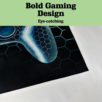Gamer Rug, 5X7 Ft, Blue, Non-Slip | for Bedroom Living Room, Game Space Decor