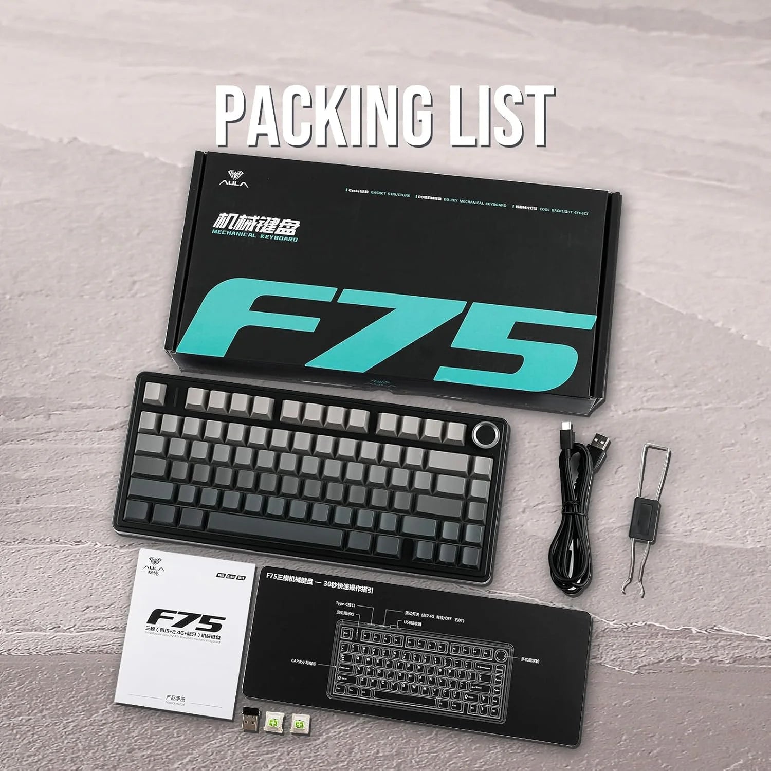 F75 Wireless Mechanical Keyboard(Black)