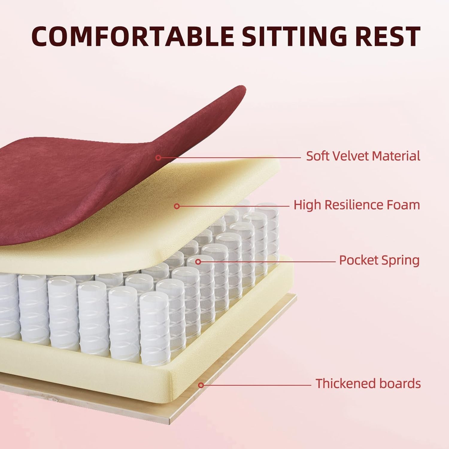 Velvet Fabric Gaming Chair with Footrest for Adults, Ergonomic Gaming Chairs with Massage Lumbar, Reclining Racing Computer Chair with Spring Cushion for Home Office Video Game, Red