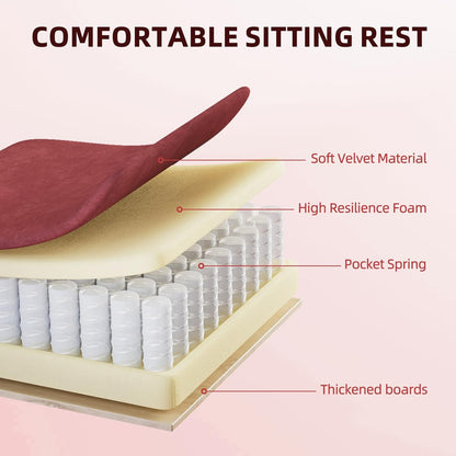 Velvet Fabric Gaming Chair with Footrest for Adults, Ergonomic Gaming Chairs with Massage Lumbar, Reclining Racing Computer Chair with Spring Cushion for Home Office Video Game, Red
