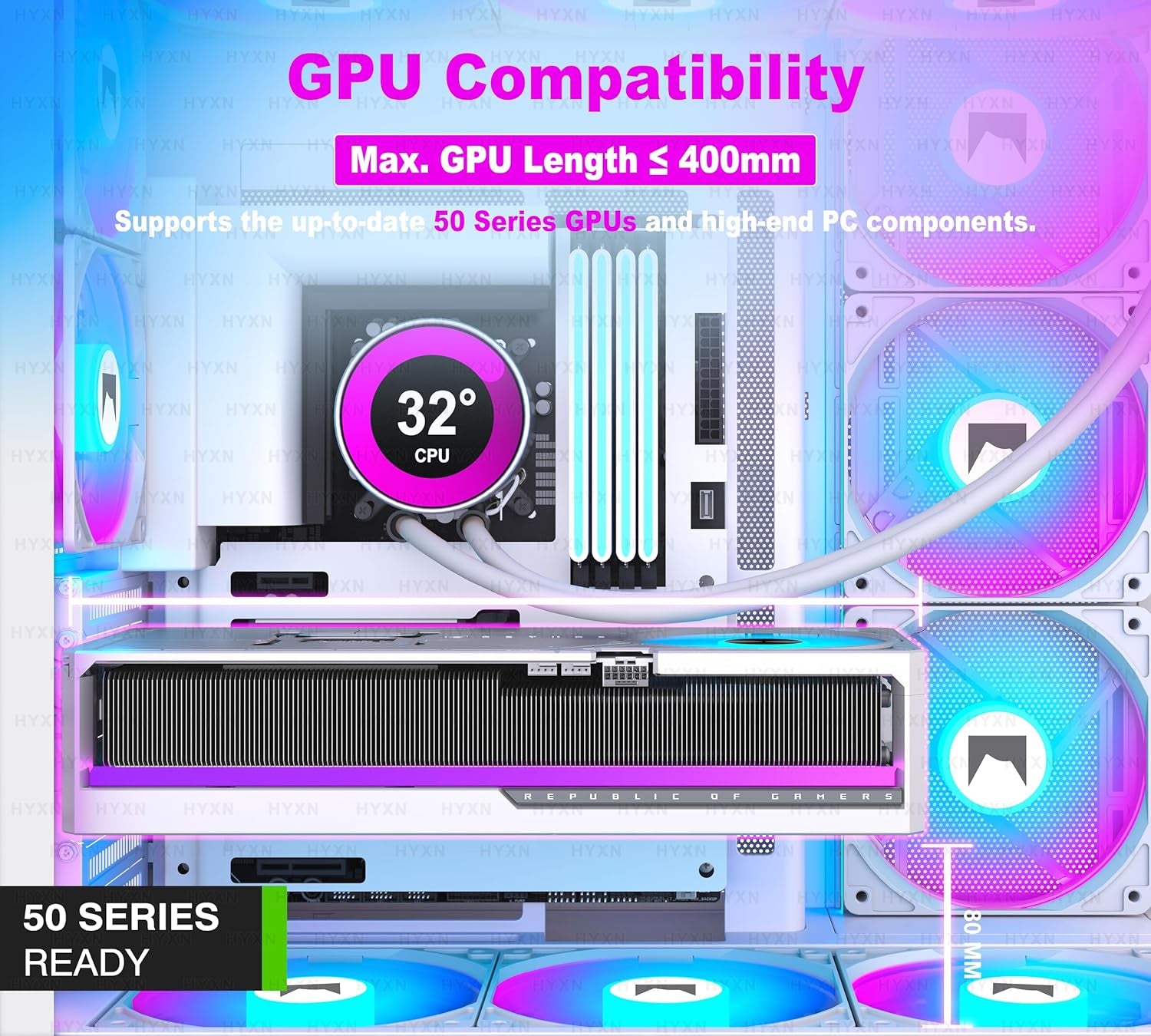 H2 (2026)  ATX PC Case, Pre-Installed 8 PWM ARGB Fans (6X140Mm,2X120Mm), Large Dual-Chamber ATX Mid-Tower Airflow Computer Case, Gaming PC Case, 420Mm Radiator Support, Type-C 3.2 (White RGB)