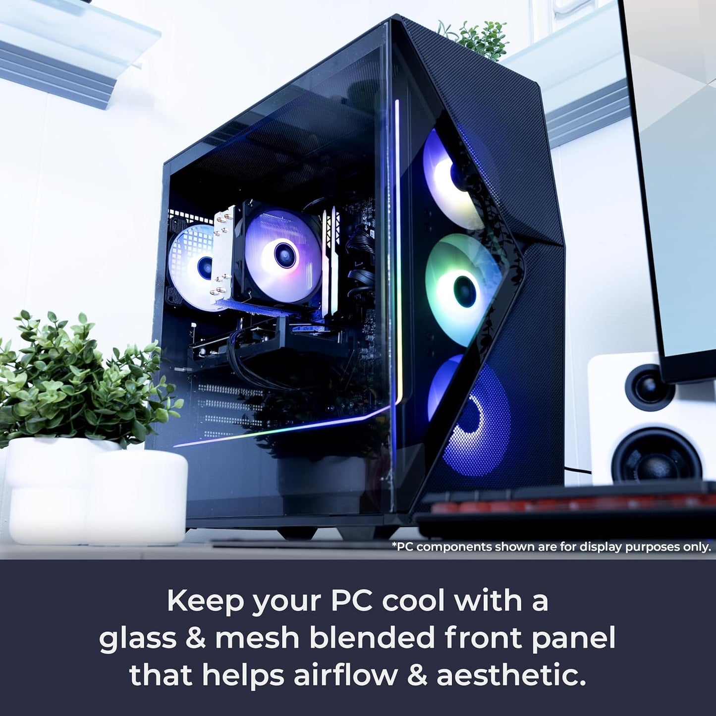 Slate MESH Gaming PC Desktop Computer Intel Core I7 14700F CPU, NVIDIA Geforce RTX 5070 12GB GPU, 32GB DDR5 RGB 5200Mhz RAM, 1TB Nvme SSD, Windows 11 Home, Keyboard and Mouse - SMI7N5701