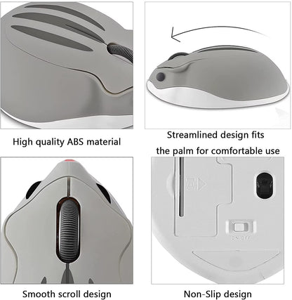 Wireless Mouse, Silent Cute Hamster Shape Computer Mouse, 2.4Ghz 1200DPI Optical Mouse with USB Receiver, Cordless Mouse for Laptop Computer