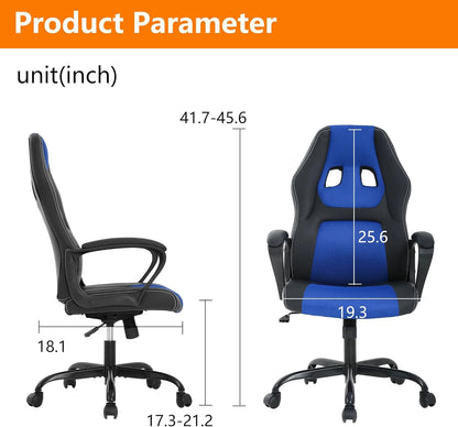 Ergonomic Gaming Chair, Lumbar Support, Swivel Rolling for Women, Men(Blue)