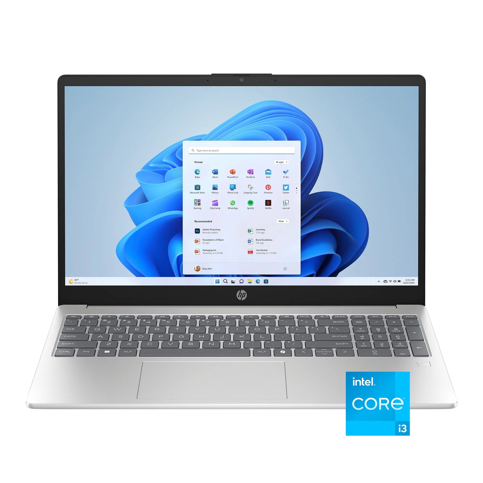 15.6 Inch Windows 11 Laptop Intel Core I3-N305 8GB RAM 256GB SSD Natural Silver