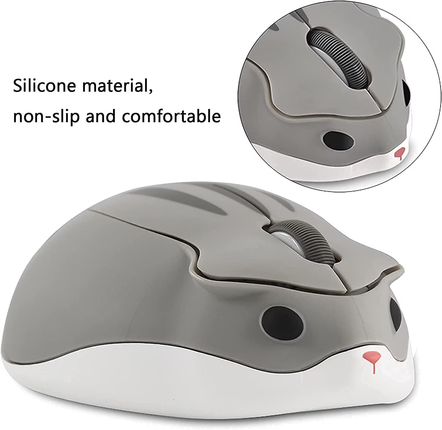 Wireless Mouse, Silent Cute Hamster Shape Computer Mouse, 2.4Ghz 1200DPI Optical Mouse with USB Receiver, Cordless Mouse for Laptop Computer