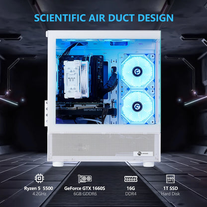 Lumishore Gaming PC AMD Ryzen 5 5500 NVIDIA GTX 1660 Super 16GB RAM 1TB SSD Windows 11 Wifi PC Gaming