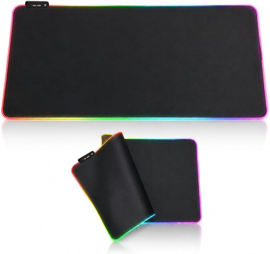 RGB Mouse Pad 35.4×15.7 Inches – Extended LED Mouse Pad with 14 Lighting Modes, Gaming Desk Mat, PC Gaming Accessories, Large Keyboard Pad with Non-Slip Rubber Base.