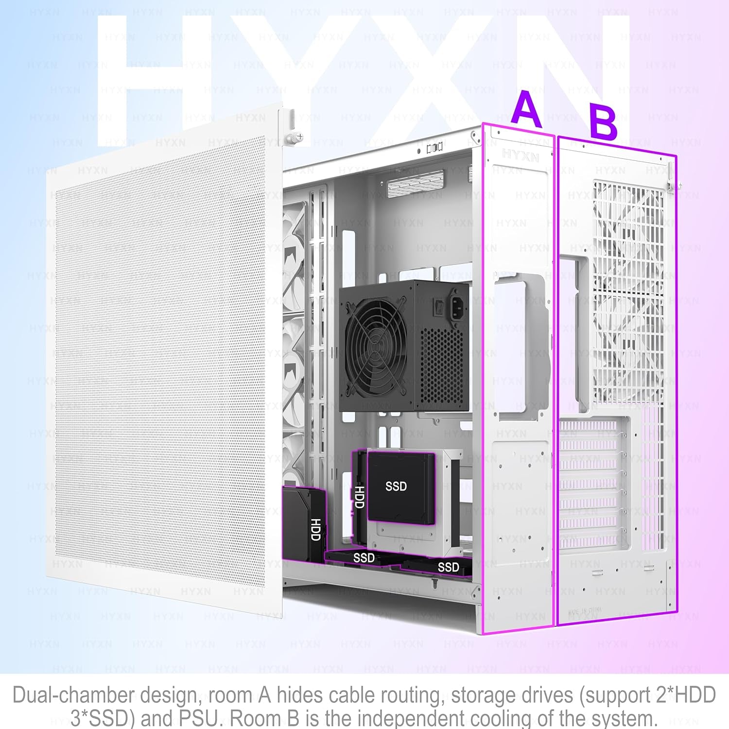 H2 (2026)  ATX PC Case, Pre-Installed 8 PWM ARGB Fans (6X140Mm,2X120Mm), Large Dual-Chamber ATX Mid-Tower Airflow Computer Case, Gaming PC Case, 420Mm Radiator Support, Type-C 3.2 (White RGB)