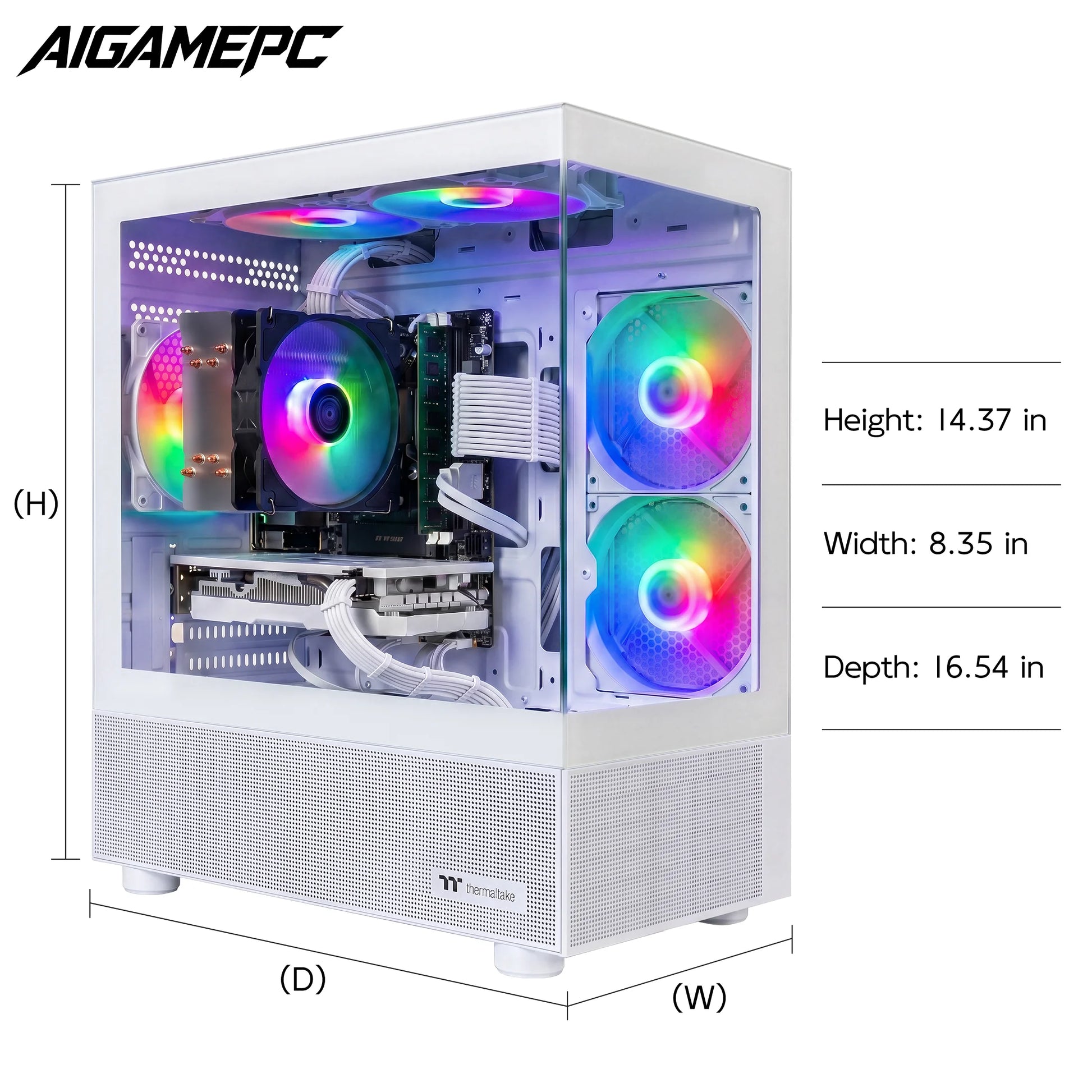 Budget Gaming PC Computers Desktop, Intel Core I7 up to 4.0Ghz, GTX 1050 Ti 4GB, 16GB RAM, 512GB M.2 SSD, BX3 550W 80PLUS Bronze PSU, Wifi 5, RGB Fan X5, Windows 11 Home, Prebuilt PC Gaming, White