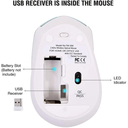 Wireless Computer Mouse, 2.4G Silent Cordless Mouse for Laptop, Mouse with 6 Buttons and 3 Adjustable DPI for Laptop, Deskbtop, Macbook , PC (White)