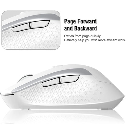 Wireless Computer Mouse, 2.4G Silent Cordless Mouse for Laptop, Mouse with 6 Buttons and 3 Adjustable DPI for Laptop, Deskbtop, Macbook , PC (White)