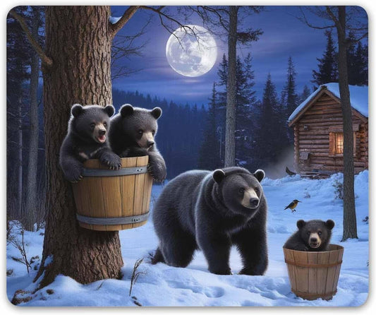 Gaming Mouse Pad Custom,Winter Bear Non-Slip Rubber Large Mouse Pad