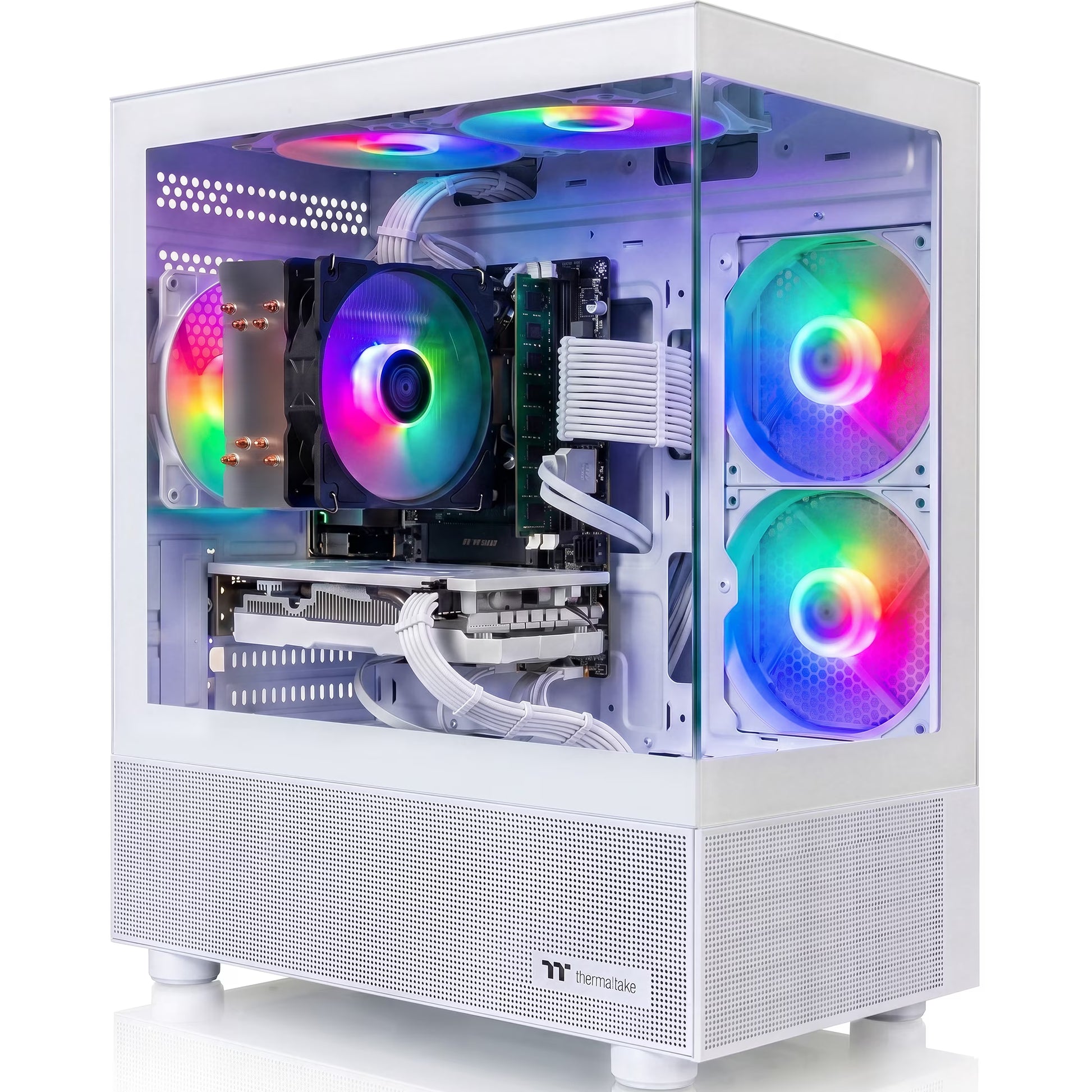 Budget Gaming PC Computers Desktop, Intel Core I7 up to 4.0Ghz, GTX 1050 Ti 4GB, 16GB RAM, 512GB M.2 SSD, BX3 550W 80PLUS Bronze PSU, Wifi 5, RGB Fan X5, Windows 11 Home, Prebuilt PC Gaming, White