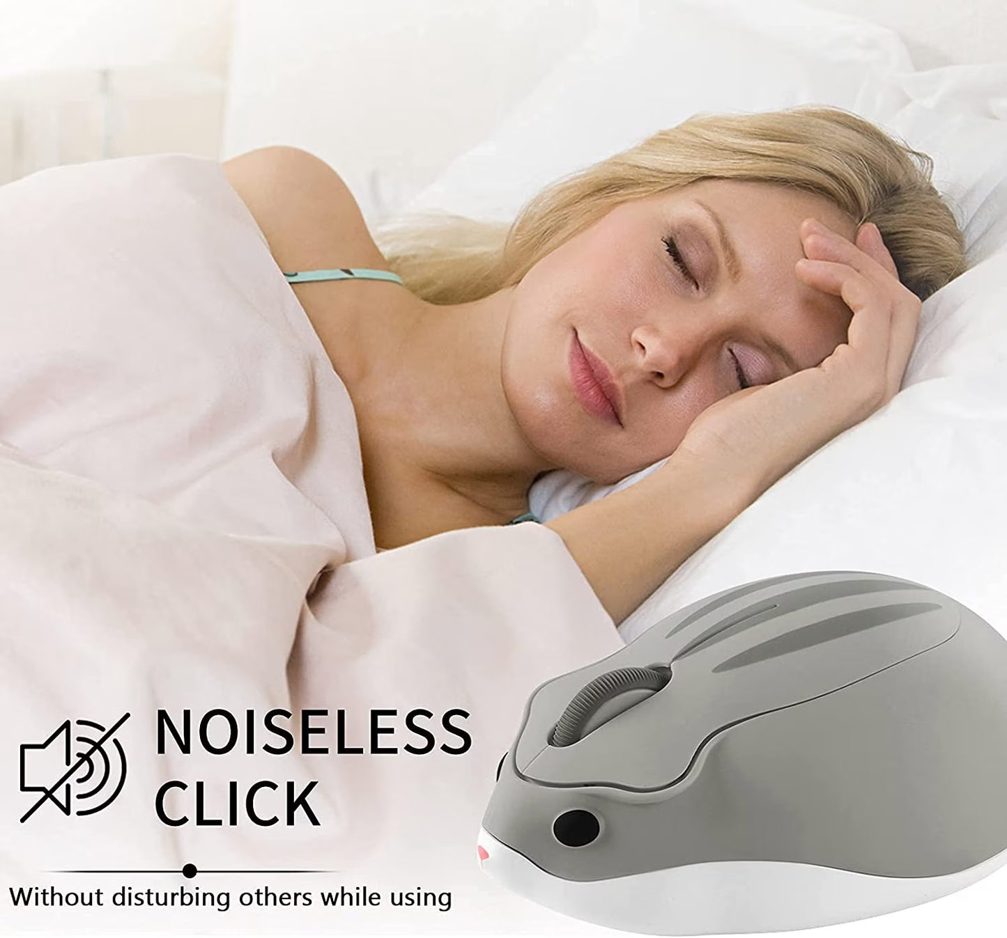 Wireless Mouse, Silent Cute Hamster Shape Computer Mouse, 2.4Ghz 1200DPI Optical Mouse with USB Receiver, Cordless Mouse for Laptop Computer