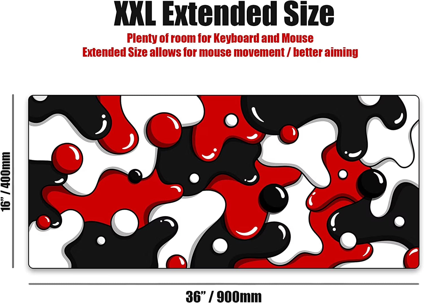 Gaming Mouse Pad Large Red XXL Mouse Pad for Gaming - Desk Mat for Keyboard - Thick Artisan Mousepad for Desk (Darth Drip)